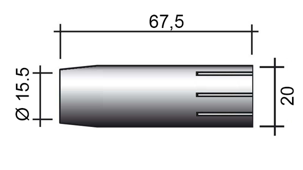 Hubice MIG AUT 455 /145.0089-ZVAR/ 67,5mm/15,5mm/konická