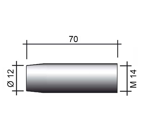 Hubica MIG M14 niklovaná /145.D015/ 70mm/12mm/kónická