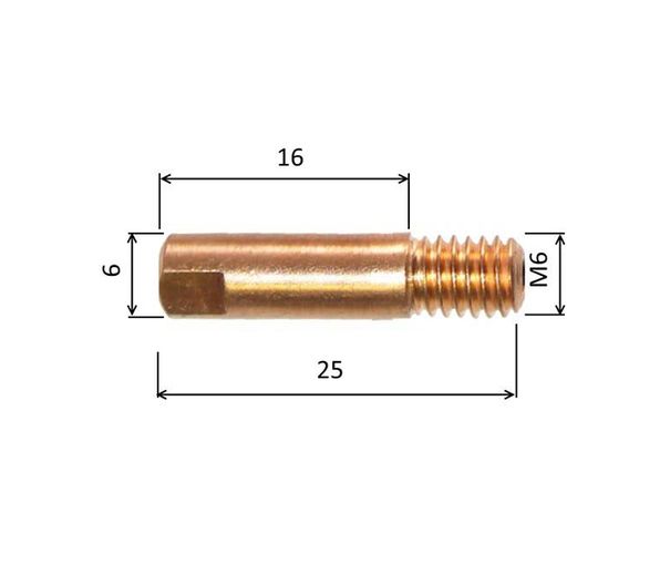 Špička 0,6 M6x25mm E-Cu /140.D010-ZVAR/dlouhý závit