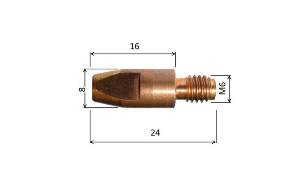 Špička 0,8 M6x24mm E-Cu /140.D101-ZVAR/