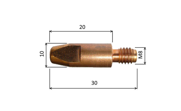 Špička 1,0 M8x30mm CuCrZr /MD05-80/140.0316-ZVAR/