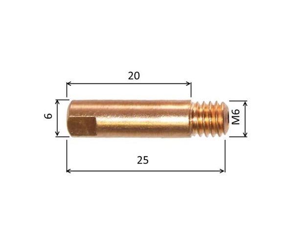 Špička 1,2 M6x25mm E-Cu pre ALU /141.0011/ hliník