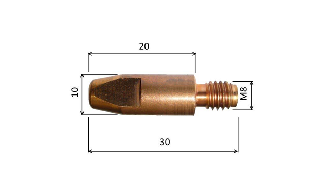 Špička 1,2 M8x30mm E-Cu pro Al drát /MD05-62/141.0015-ZVAR/