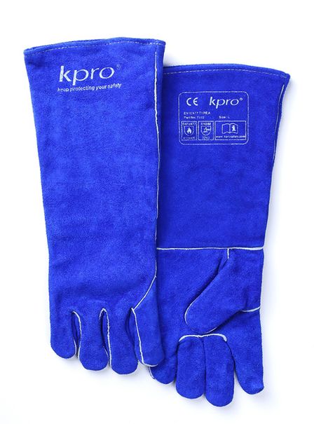 Svářečské rukavice KPRO LONG BLUE prodloužené 7182, vel. S XL 16"/46cm